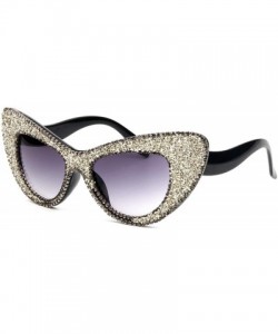 Cat Eye Women's Luxucy Cat Eye Rhinestone Sunglasses PC Frame Fashion UV400 Protection Glasses - Silver - CD195WHOU95 $14.27