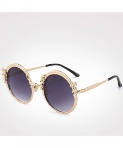 Oversized Steampunk Round Sunglasses Women Men Gold Frame Vintage Sun Glasses Ladies - Gold Bluepink - C718W39N7ZK $32.05