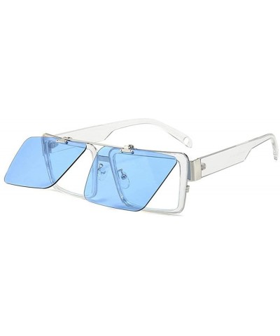 Oversized Blocking Eyeglasses Double Sunglasses Eyewear - Blue - C218XTTK3I7 $12.70