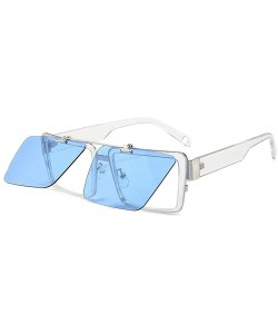 Oversized Blocking Eyeglasses Double Sunglasses Eyewear - Blue - C218XTTK3I7 $27.52