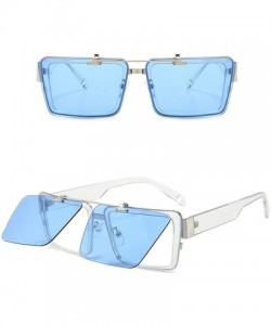 Oversized Blocking Eyeglasses Double Sunglasses Eyewear - Blue - C218XTTK3I7 $27.52