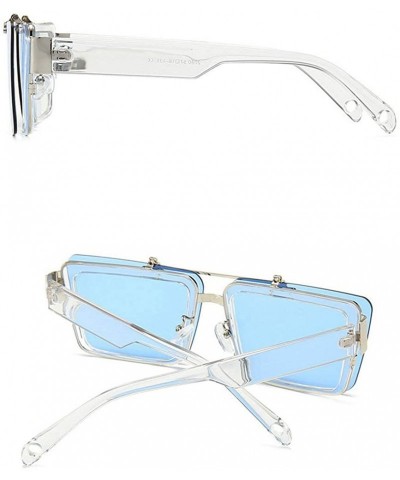 Oversized Blocking Eyeglasses Double Sunglasses Eyewear - Blue - C218XTTK3I7 $12.70