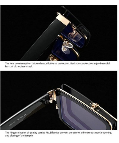 Oversized Blocking Eyeglasses Double Sunglasses Eyewear - Blue - C218XTTK3I7 $27.52