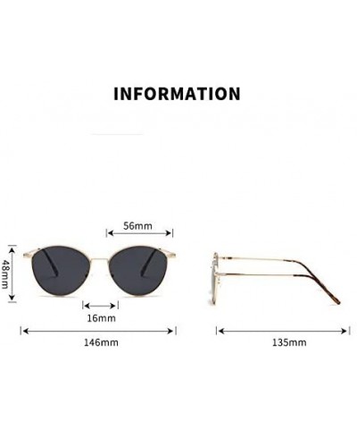 Round Retro Metal Small Frame Sunglasses UV UV400 56mm for Men Women - Brown - CM18THZGADG $9.15