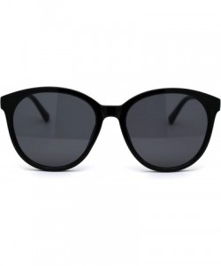 Round Womens Designer Fashion Round Horn Rim Sunglasses - Black Silver Black - C7197LA4YQ6 $13.99