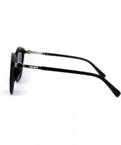 Round Womens Designer Fashion Round Horn Rim Sunglasses - Black Silver Black - C7197LA4YQ6 $13.99
