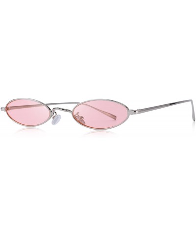 Oval Vintage Slender Oval Gothic Steampunk Women Unisex Sunglasses Small Metal Frame S6119 - Pink - CC18C7QETG6 $12.40