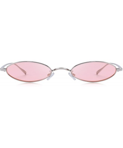 Oval Vintage Slender Oval Gothic Steampunk Women Unisex Sunglasses Small Metal Frame S6119 - Pink - CC18C7QETG6 $12.40