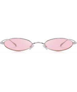 Oval Vintage Slender Oval Gothic Steampunk Women Unisex Sunglasses Small Metal Frame S6119 - Pink - CC18C7QETG6 $12.40