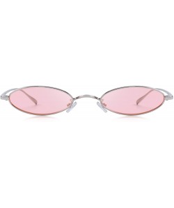 Oval Vintage Slender Oval Gothic Steampunk Women Unisex Sunglasses Small Metal Frame S6119 - Pink - CC18C7QETG6 $12.40