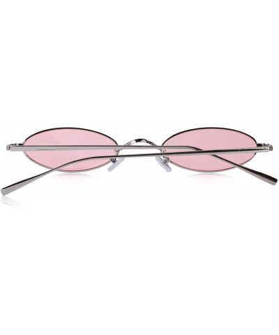 Oval Vintage Slender Oval Gothic Steampunk Women Unisex Sunglasses Small Metal Frame S6119 - Pink - CC18C7QETG6 $12.40