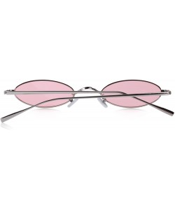 Oval Vintage Slender Oval Gothic Steampunk Women Unisex Sunglasses Small Metal Frame S6119 - Pink - CC18C7QETG6 $12.40