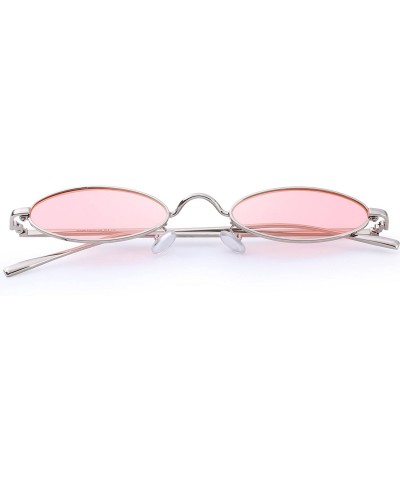 Oval Vintage Slender Oval Gothic Steampunk Women Unisex Sunglasses Small Metal Frame S6119 - Pink - CC18C7QETG6 $12.40