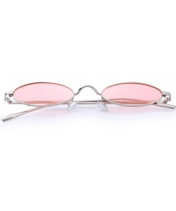 Oval Vintage Slender Oval Gothic Steampunk Women Unisex Sunglasses Small Metal Frame S6119 - Pink - CC18C7QETG6 $12.40