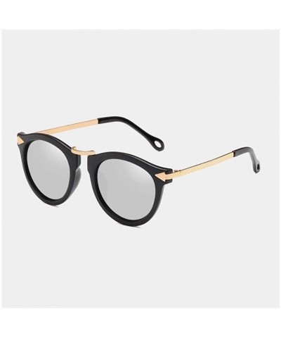 Oval Vintage Sunglasses Coating Designer - C10 Black Silver - CT198OIT54Z $26.48