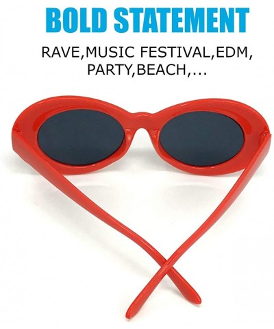 Oval Rave glasses Clout Glasses Retro cat eye sunglasses sunglasses costume eyewear meme - C.red - CD18OK80RHC $7.98