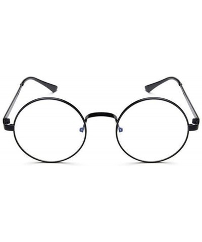 Round Spectacle Glasses Optical Transparent Reading - Black - CF18Y42TZ6Z $18.15