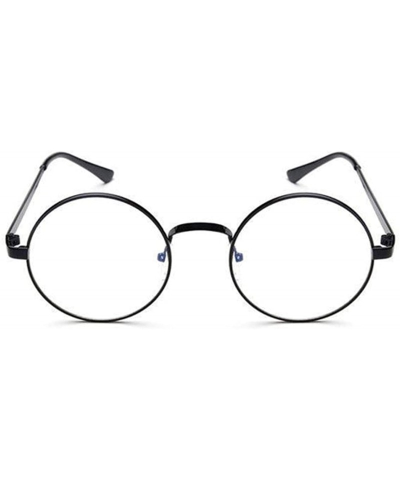 Round Spectacle Glasses Optical Transparent Reading - Black - CF18Y42TZ6Z $18.15