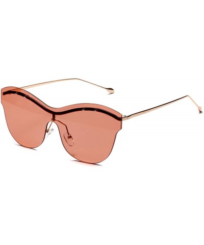 Round Oversized Rimless Sunglasses Clear Lens Womens Eyewear - Light Orange Lens - CH1802984LZ $7.35