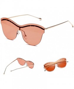 Round Oversized Rimless Sunglasses Clear Lens Womens Eyewear - Light Orange Lens - CH1802984LZ $7.35