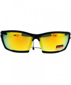 Sport Xloop Mens Sports Sunglasses Wrap Around Rectangular Frame UV 400 - Black Red - CY18564U978 $11.95