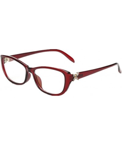 Goggle Women's Butterfly Square Eye Glasses Clear Lens Frames Eyeglasses Eyewear - Red - CH183EWKS0L $9.41