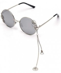 Round Trendy Round Sunglasses Women Metal Frame with Gear and Chain Shades UV Protection - C1 - CJ190OK5M0H $13.41