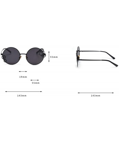Round Trendy Round Sunglasses Women Metal Frame with Gear and Chain Shades UV Protection - C1 - CJ190OK5M0H $13.41