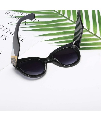 Round Fashion Unisex Oval Shades Patchwork Sunglasses Integrated UV Glasses - Black - CN18Q5AAGHG $8.88