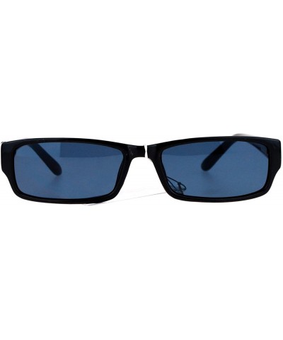 Rectangular Small Rectangular Sunglasses Unisex Plastic Frame Spring Hinge Black UV 400 - Black - C11884Z0OUO $8.09