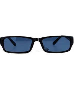 Rectangular Small Rectangular Sunglasses Unisex Plastic Frame Spring Hinge Black UV 400 - Black - C11884Z0OUO $8.09