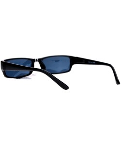 Rectangular Small Rectangular Sunglasses Unisex Plastic Frame Spring Hinge Black UV 400 - Black - C11884Z0OUO $8.09