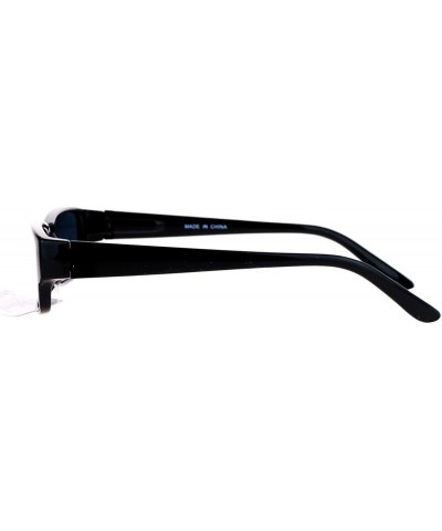 Rectangular Small Rectangular Sunglasses Unisex Plastic Frame Spring Hinge Black UV 400 - Black - C11884Z0OUO $8.09