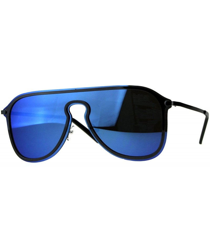 Aviator Designer Style Sunglasses Unisex Retro Keyhole Aviators Mirror Lens - Gunmetal (Blue Mirror) - CY18E7ZZZQD $13.79