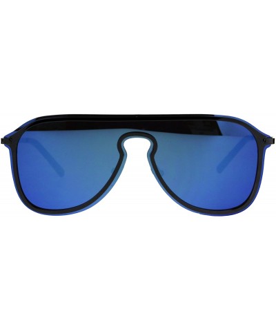 Aviator Designer Style Sunglasses Unisex Retro Keyhole Aviators Mirror Lens - Gunmetal (Blue Mirror) - CY18E7ZZZQD $13.79