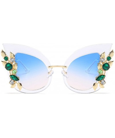 Oversized Luxury Sunglasses Women Inlaid Rhinestone Retro Sun Glasses - 8 - C8185ETR8E4 $10.66
