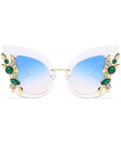Oversized Luxury Sunglasses Women Inlaid Rhinestone Retro Sun Glasses - 8 - C8185ETR8E4 $10.66