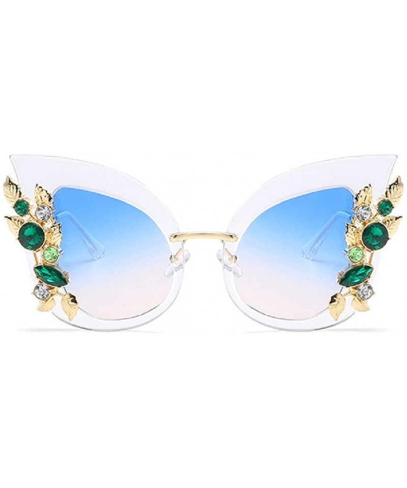 Oversized Luxury Sunglasses Women Inlaid Rhinestone Retro Sun Glasses - 8 - C8185ETR8E4 $10.66