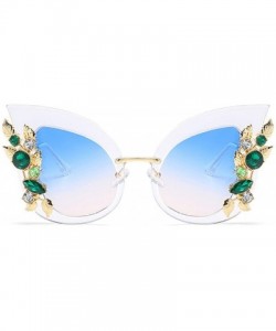 Oversized Luxury Sunglasses Women Inlaid Rhinestone Retro Sun Glasses - 8 - C8185ETR8E4 $10.66