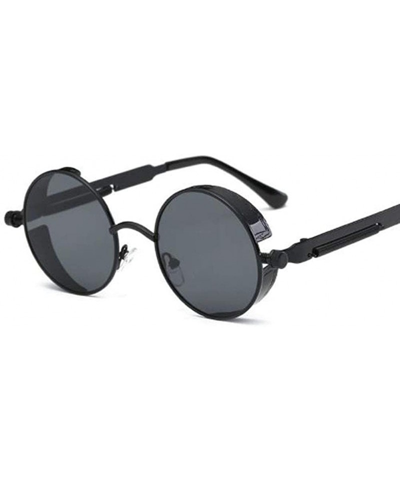 Round Metal Round Sunglasses Vintage Punk Style Men's And Women's Sunglasses - 1 - CT18UCEXS6K $22.31