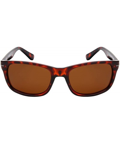 Square Vintage Horn Rim Square Polarized Sunglasses for Women Men Fishing Sunglass 1414-P - CL18MD53LGH $8.74