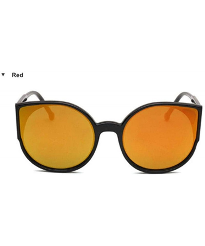 Aviator Coating Reflective Mirror Sunglasses Women Men Cat Eye Sun Glasses Gray Black - Red - CN18YR2DS6M $8.65