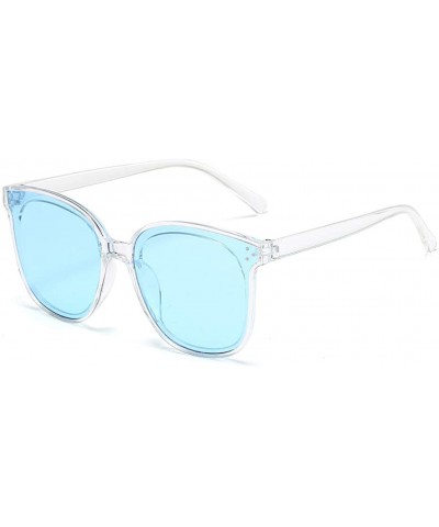 Oval Unisex Sunglasses Retro Black Drive Holiday Oval Non-Polarized UV400 - Blue - CM18R985SK8 $16.84