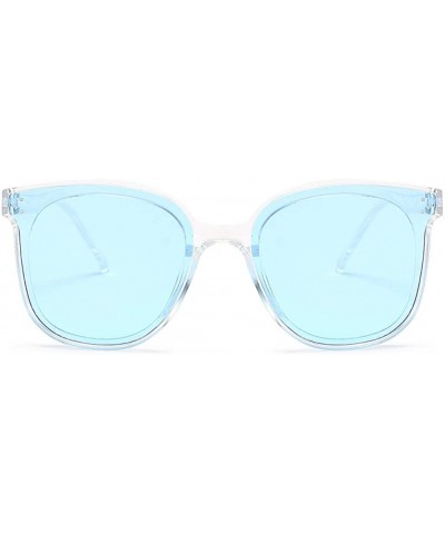 Oval Unisex Sunglasses Retro Black Drive Holiday Oval Non-Polarized UV400 - Blue - CM18R985SK8 $8.53