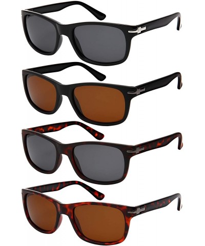 Square Vintage Horn Rim Square Polarized Sunglasses for Women Men Fishing Sunglass 1414-P - CL18MD53LGH $8.74