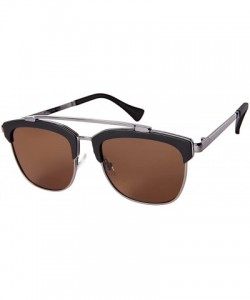 Aviator Semi-Rimless Flat Aviator Sunnies w/Polarized Lens 541063-FLP - Gunmetal - C218203ZUID $14.49