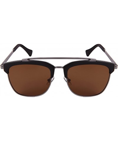 Aviator Semi-Rimless Flat Aviator Sunnies w/Polarized Lens 541063-FLP - Gunmetal - C218203ZUID $14.49