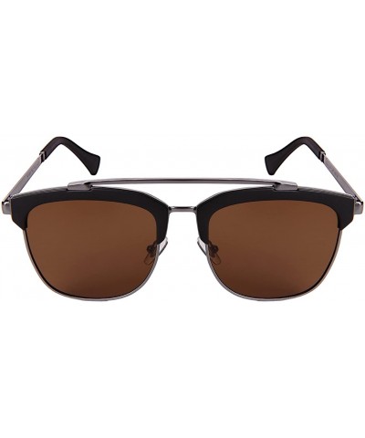 Aviator Semi-Rimless Flat Aviator Sunnies w/Polarized Lens 541063-FLP - Gunmetal - C218203ZUID $14.49