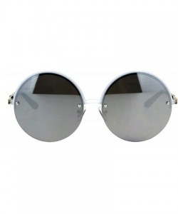 Round Womens Fashion Sunglasses Trending Half Rim Round Circle Frame UV 400 - Silver (Silver Mirror) - CZ186LMSZY9 $8.04