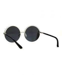 Round Womens Fashion Sunglasses Trending Half Rim Round Circle Frame UV 400 - Silver (Silver Mirror) - CZ186LMSZY9 $8.04